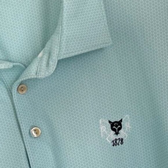 Peter Millar Summer Comfort Polo Shirt Jersey Light Blue Embroidered Fox Blue - - Picture 9 of 9